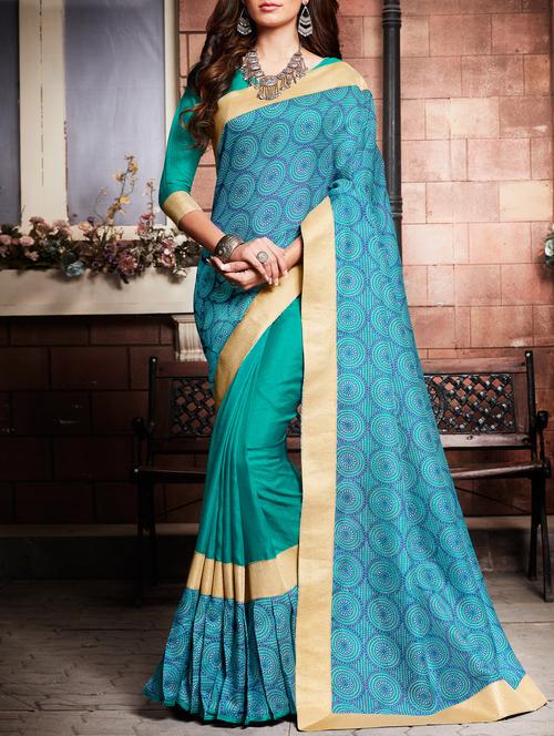 Geometrical half and half saree with blouse - 15026158 - Standard Image - 1