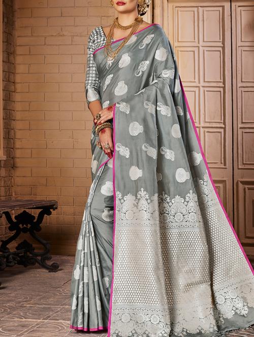 Conversational zari woven saree with blouse - 15026162 - Standard Image - 1