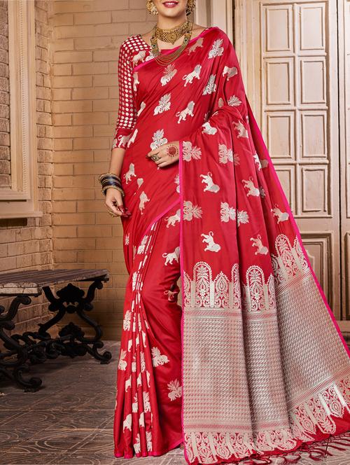 Conversational zari woven saree with blouse - 15026164 - Standard Image - 1