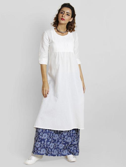 white cotton kurta - 15026274 - Very Small Image - 1