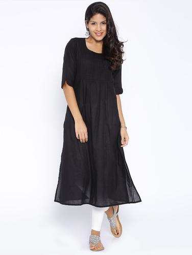 black cotton kurta - 15026277 - Very Small Image - 1