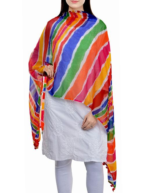 multi colored poly chiffon printed dupatta - 15026423 - Very Small Image - 1