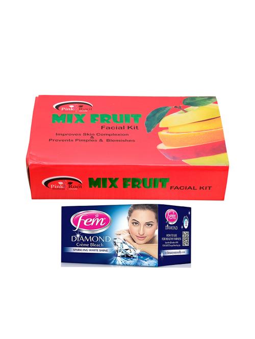 Fem Diamond Bleach, Pink Root Mix Fruit Facial Kit 83gm - 15026685 - Standard Image - 1