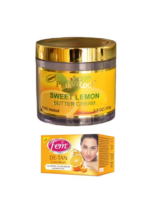FEM De-Tan Cr?me Bleach 30g and Pink Root Sweet Lemon Butter Cream 100gm - 15026695 - Standard Image - 1