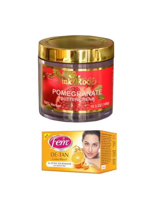 fem de-tan crème bleach 30g and pink root pomegranate butter cream 100gm - 15026697 - Standard Image - 1
