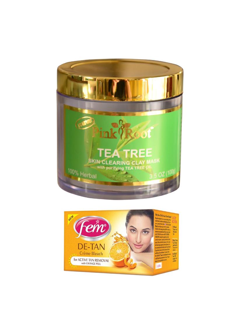 fem de-tan cr?me bleach 30g and pink root tea tree skin clearing clay mask 100gm - 15026699 - Zoom Image - 1