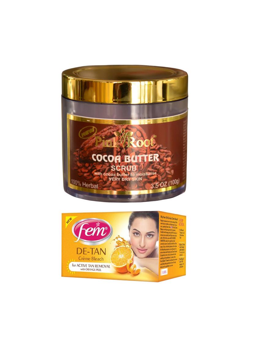 FEM De-Tan Cr?me Bleach 30g and Pink Root Cocoa Butter Scrub 100gm - 15026701 - Zoom Image - 1