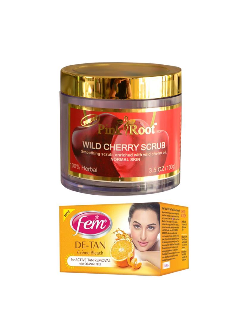 FEM De-Tan Crme Bleach 30g and Pink Root Wild Cherry Scrub 100gm - 15026705 - Zoom Image - 1