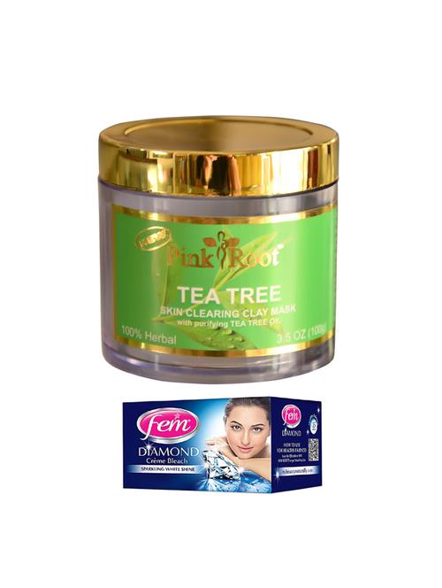 FEM Diamond Cr?me Bleach 30g and Pink Root Tea Tree Skin Clearing Clay Mask 100gm - 15026710 - Standard Image - 1