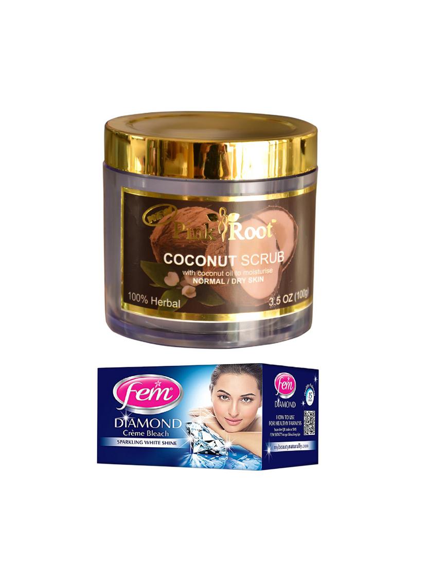 fem diamond crème bleach 30g and pink root coconut scrub 100gm - 15026713 - Zoom Image - 1