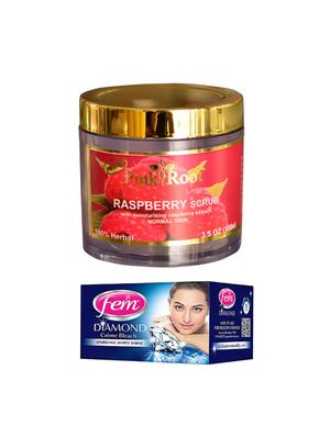 FEM Diamond Crme Bleach 30g and Pink Root Raspberry Scrub 100gm - 15026715 - Standard Image - 1