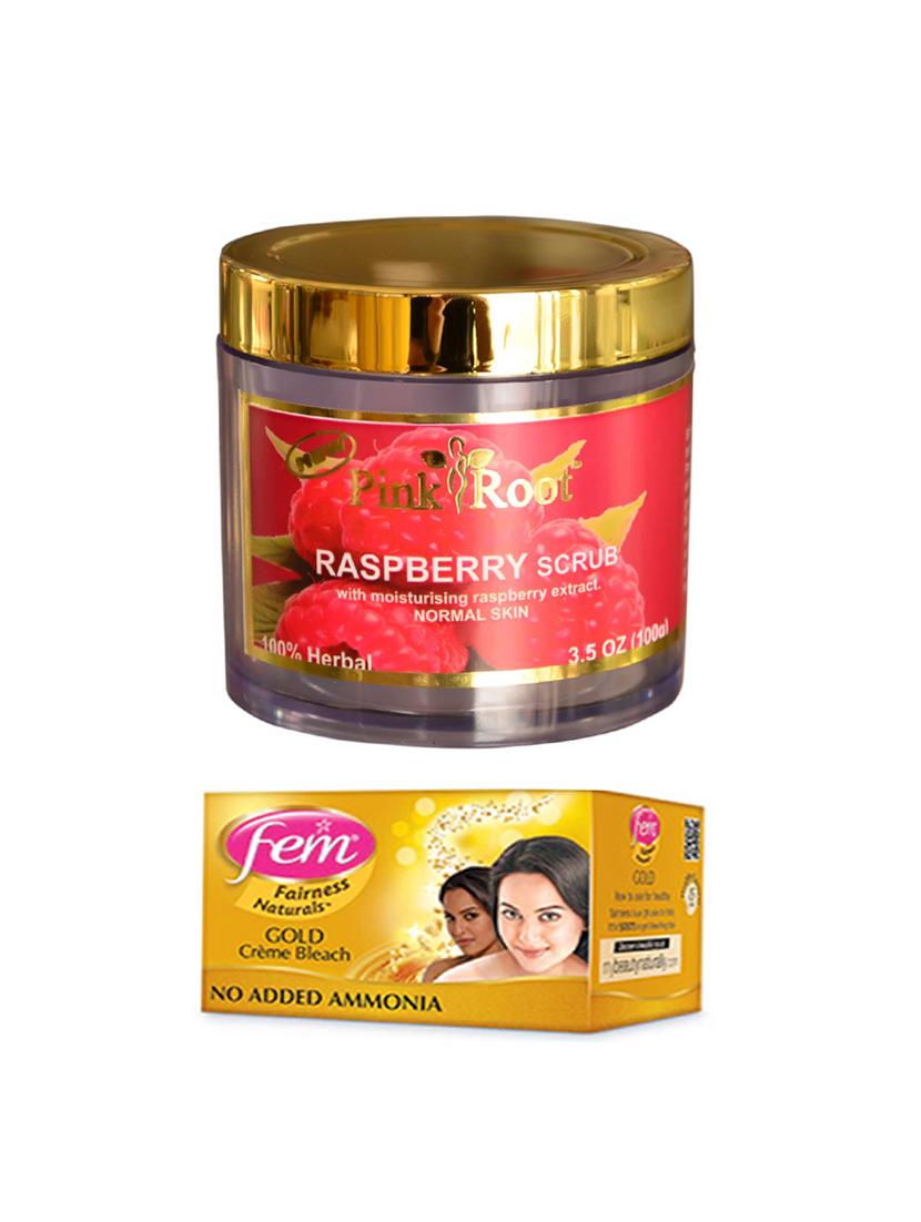 fem gold crème bleach 30g and pink root raspberry scrub 100gm - 15026726 - Zoom Image - 1