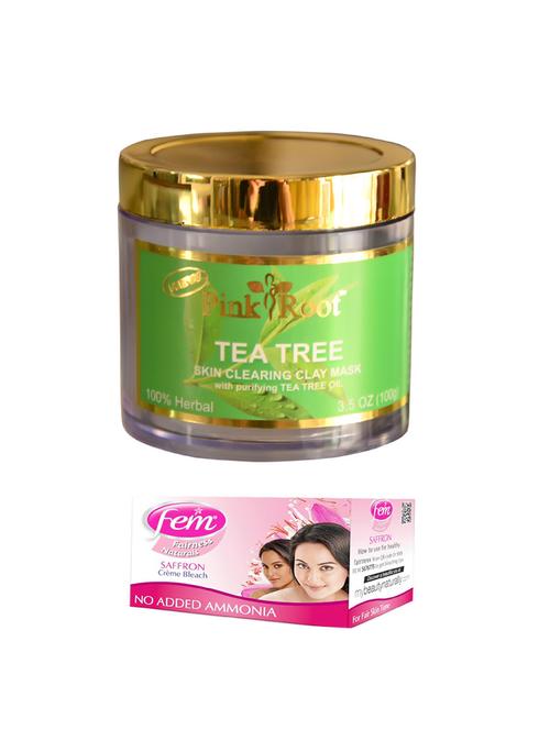 fem saffron crème bleach 30g and pink root tea tree skin clearing clay mask 100gm - 15026732 - Standard Image - 1