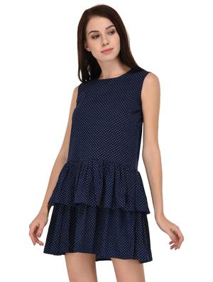 dark blue polka dotted ruffle dress - 15026743 - Standard Image - 3
