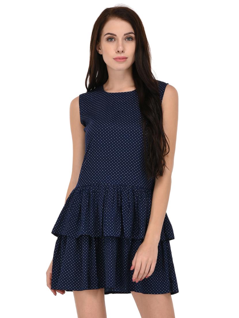 dark blue polka dotted ruffle dress - 15026743 - Zoom Image - 2