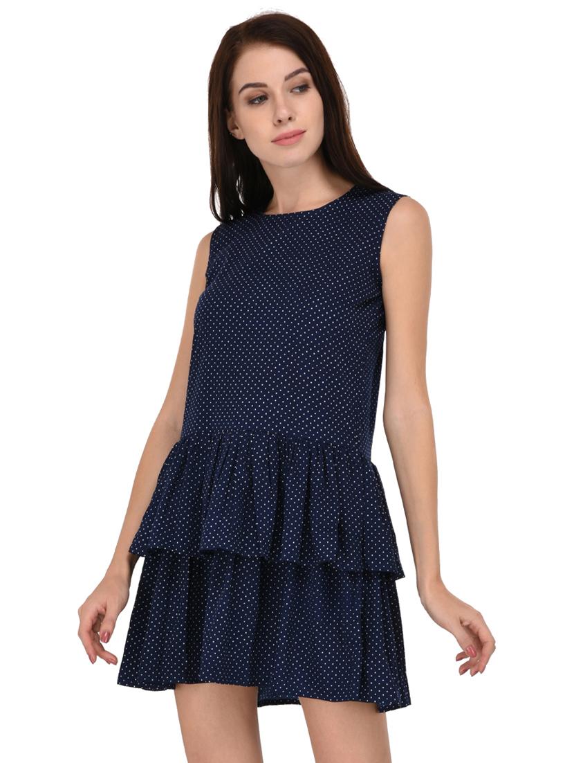 dark blue polka dotted ruffle dress - 15026743 - Zoom Image - 3