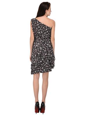 black floral single shoulder dress - 15026752 - Standard Image - 3