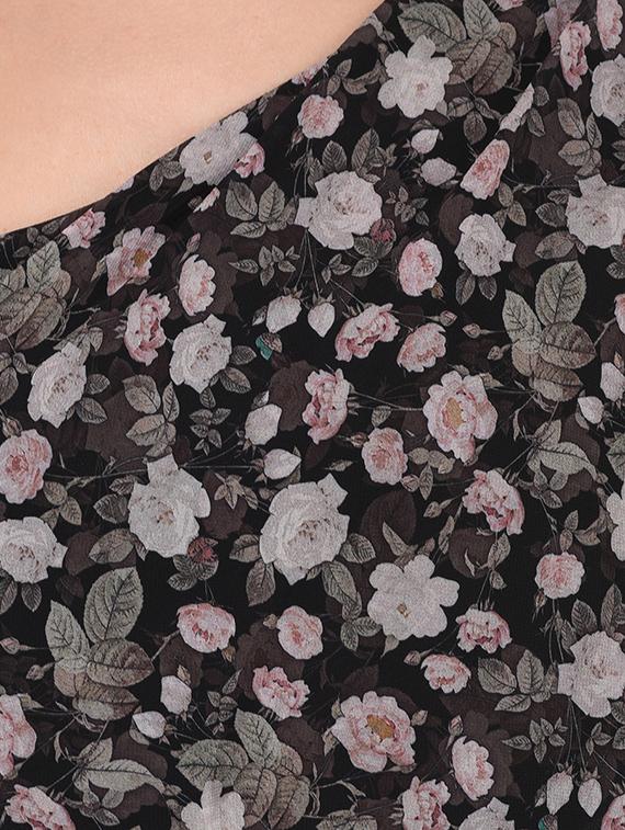 black floral single shoulder dress - 15026752 - Zoom Image - 4