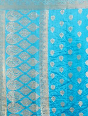 zari half and half saree with blouse - 15026800 - Standard Image - 3