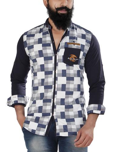blue cotton casual shirt - 15027020 - Very Small Image - 1