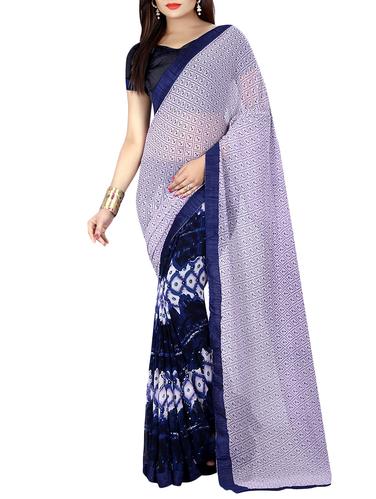 blue georgette half & half saree with blouse - 15027258 - Very Small Image - 1
