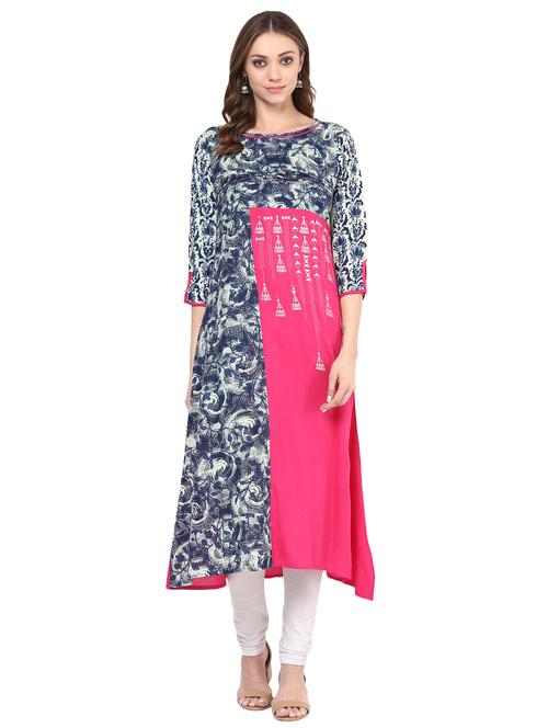 pink cotton a-line kurta - 15027446 - Standard Image - 1