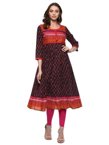 brown cotton anarkali kurta - 15027462 - Very Small Image - 1