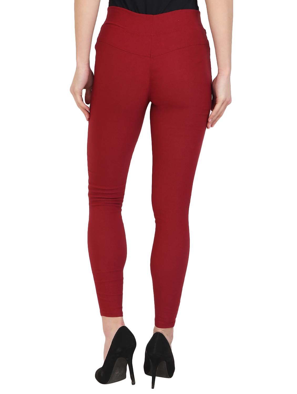 maroon cotton lycra jegging - 15027534 - Zoom Image - 3