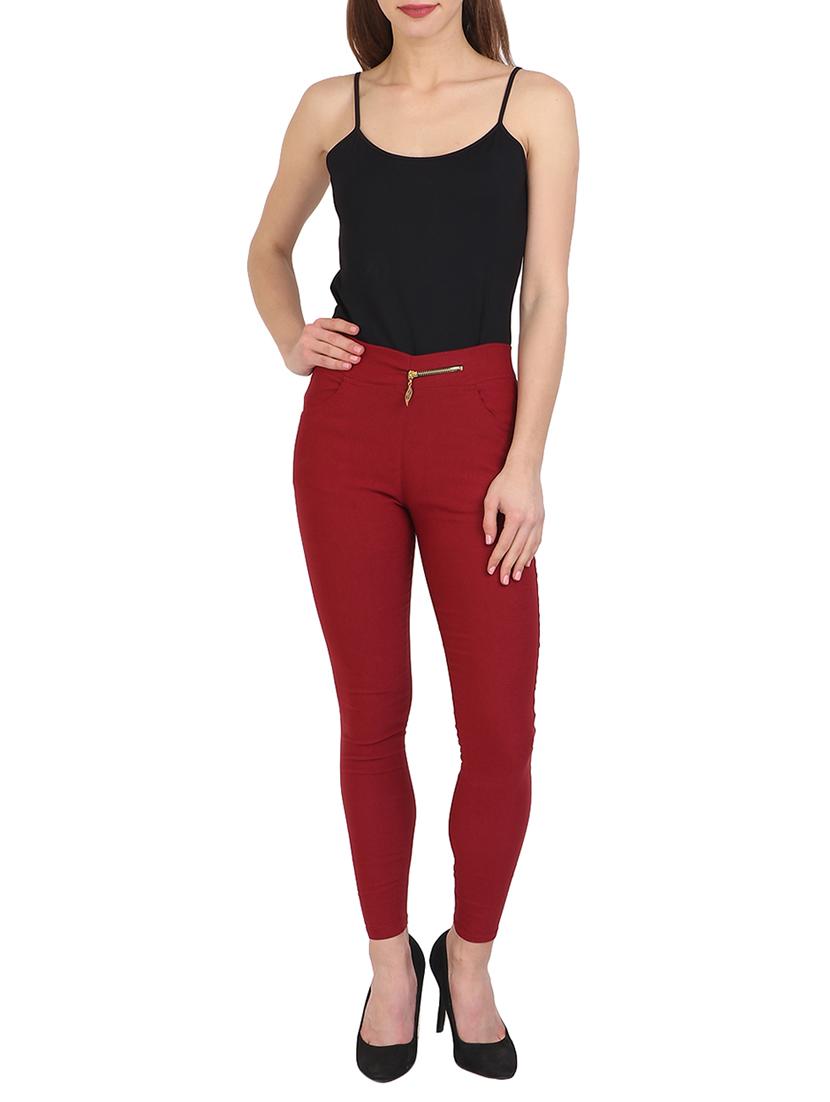 maroon cotton lycra jegging - 15027534 - Zoom Image - 4