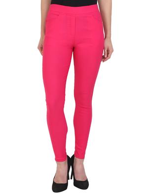 pink cotton lycra jeggings - 15027539 - Standard Image - 1