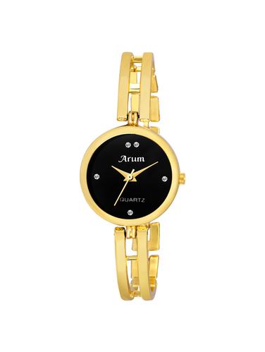 Arum Black Round Dial Metal Strap Wrist Watch for Women's - 15027605 - Very Small Image - 1