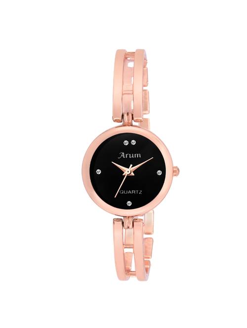 Arum Black Round Dial Metal Strap Wrist Watch for Women's - 15027606 - Very Small Image - 1