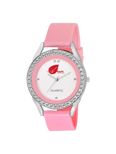 Arum White Round Dial Leather Strap Wrist Watch for Women's - 15027608 - Very Small Image - 1