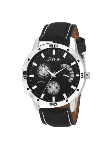Arum Black Round Shaped Dial Analogue Watch for Men's - 15027624 - Very Small Image - 1