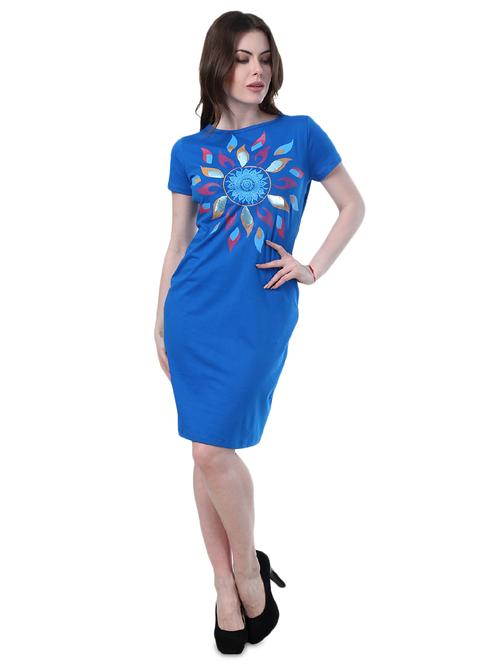 blue printed sheath dress - 15027668 - Standard Image - 1