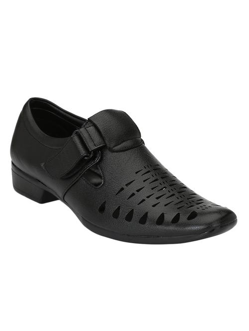 black leatherette slip on sandal - 15027695 - Standard Image - 1