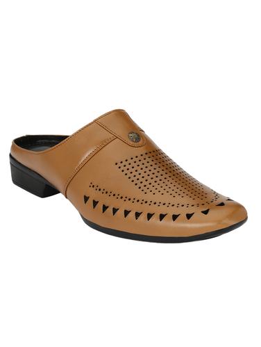 tan Leatherette slip on sandal - 15027697 - Very Small Image - 1