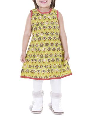 green cotton aline kurti - 15027923 - Standard Image - 1