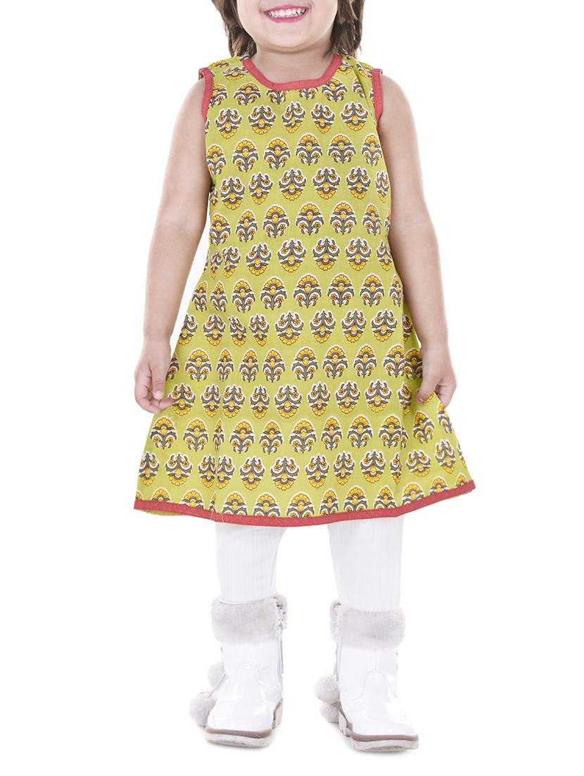 green cotton aline kurti - 15027923 - Zoom Image - 1