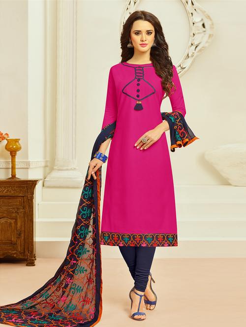 embroidered unstitched churidaar suit - 15027966 - Standard Image - 1