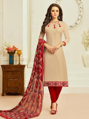 Embroidered unstitched churidaar suit - 15027969 - Standard Image - 1