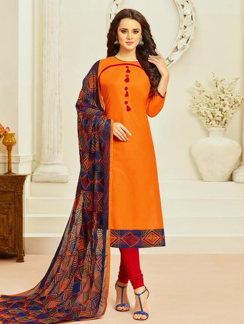 Embroidered unstitched churidaar suit - 15027972 - Standard Image - 1