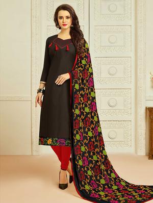 Printed unstitched churidaar suit - 15027973 - Standard Image - 1