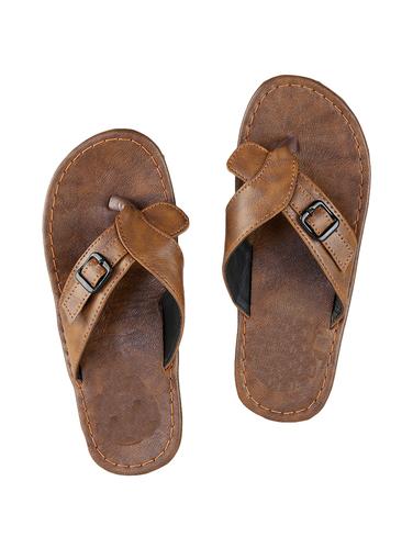 brown Leatherette toe separator slipper - 15027996 - Very Small Image - 1