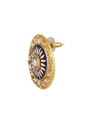 blue brass kundan earrings - 15028237 - Standard Image - 2