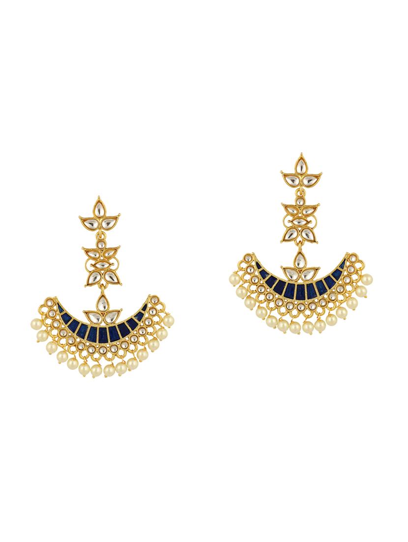 blue brass kundan earrings - 15028245 - Zoom Image - 1