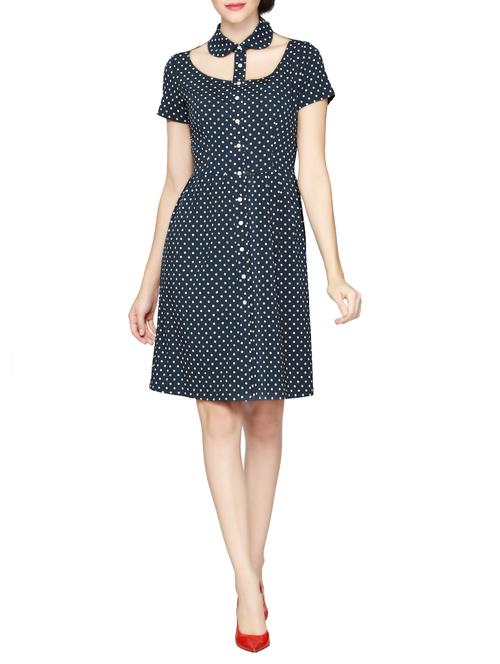 JANE ROCHELLE dark blue poly crepe a-line dress - 15028258 - Standard Image - 1