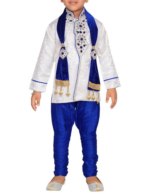 blue silk blend kurta set - 15028279 - Standard Image - 1