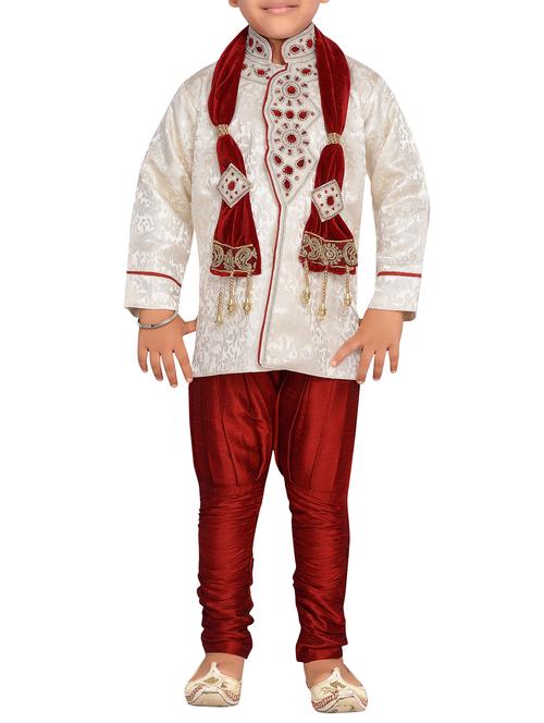 red silk blend kurta set - 15028280 - Standard Image - 1