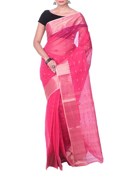 pink cotton tant saree - 15028575 - Very Small Image - 1
